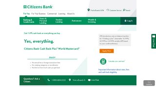 
                            12. Cash Back Plus World Mastercard® | Apply Now | Citizens Bank