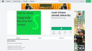 
                            11. Cash Clicker (HUGE UPDATE) - Roblox