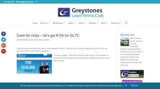 
                            11. Cash for clubs - let's get €10k for GLTC - Greystones Tennis Club