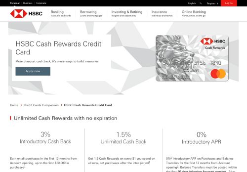 
                            9. Cash Rewards Credit Card - HSBC Bank USA