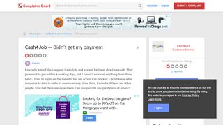 
                            3. Cash4Job - Didn't get my payment, Review 694077 | Complaints Board