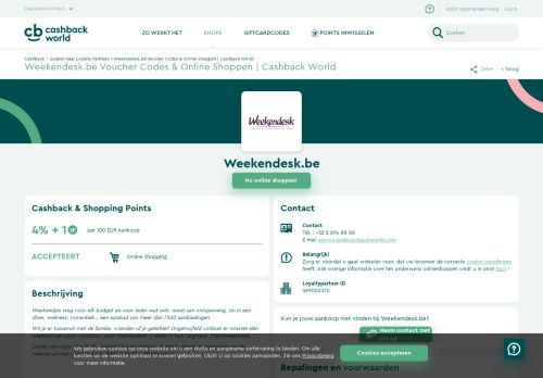 
                            11. Cashback World | Weekendesk.be Cashback & Shopping Points