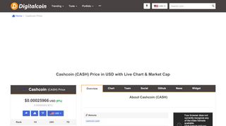 
                            5. Cashcoin (CASH) Price | $0.00079276 USD | Live Price Charts ...