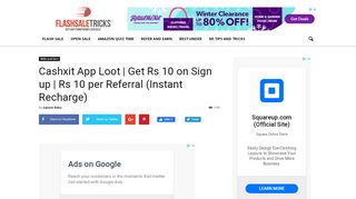 
                            8. Cashxit App Loot | Get Rs 10 on Sign up | Rs 10 per Referral (Instant ...