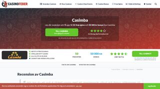 
                            12. Casimba Casino » Nätets största bonus - Hämta 65 000 kr + 125 FS ...