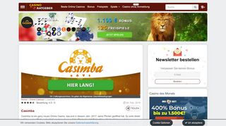 
                            4. Casimba: €6.500 Bonus und 125 Freispiele! - Casino Ratgeber