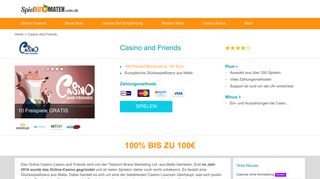 
                            6. Casino and Friends Willkommensbonus | Bis zu 100 Euro + 10 Free ...