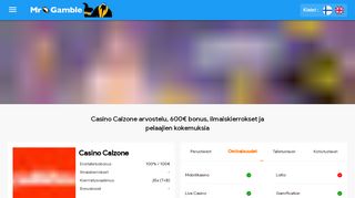 
                            12. Casino Calzone Bonus & Ilmaiskierrokset & kokemukset | Kasinokeisari