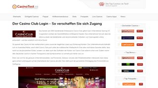 
                            9. Casino Club Login - Alle Informationen zur Anmeldung - CasinoTest.co