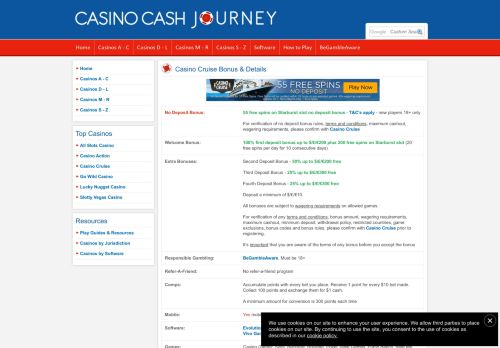 
                            9. Casino Cruise | Get 55 FREE Spins Bonus with No Deposit