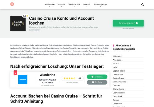 
                            6. Casino Cruise Konto & Account löschen [2019] ?So easy gehts!