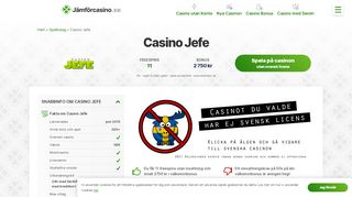 
                            6. Casino Jefe - Läs recension - 2 750 kr bonus - 11 freespins
