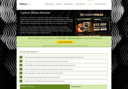 
                            9. Casino Midas Review | 100% Up To R15,000 Welcome Package