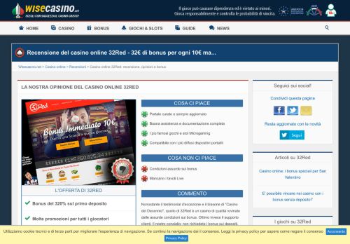 
                            7. Casino online 32Red: recensione, opinioni e bonus - Wisecasino.net
