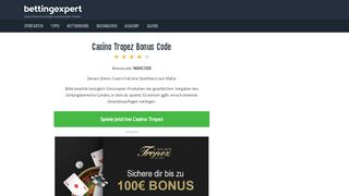 
                            12. Casino Tropez Bonuscode: MAXCODE - bis zu 3000 € Bonus