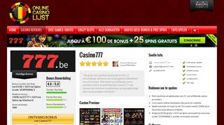 
                            9. Casino777 - €100 en 25 + 50 FreeSpins, Exclusief. Speel Nu.
