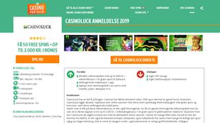 
                            6. CasinoLuck anmeldelse 2019: 50 free spins + 2.000 kr. i velkomstbonus