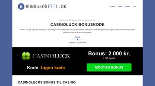 
                            10. CasinoLuck bonuskode 2019 → Få 50 spins + 2.500 kr. i februar