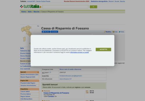 
                            3. Cassa di Risparmio di Fossano - ABI, CAB, Filiali e Agenzie - Tuttitalia