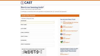 
                            8. CAST Accounts: Create a Free Account