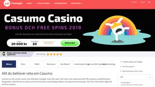 
                            8. ① Casumo Casino: Bonus 20 000 kr & 20 free spins! - Passagen