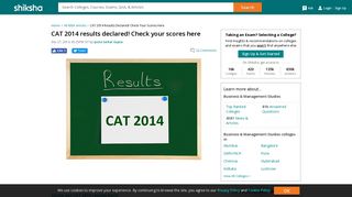 
                            3. CAT 2014 results declared! Click here to know your status | Shiksha.com
