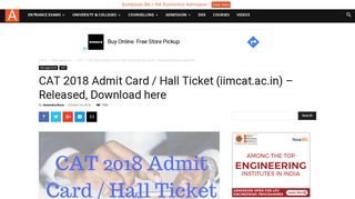 
                            8. CAT 2018 Admit Card / Hall Ticket (iimcat.ac.in) – Released ...