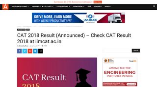 
                            4. CAT 2018 Result (Announced) – Check CAT Result 2018 at iimcat ...