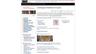 
                            1. Cataloging in Publication Program - Publishers (Library of Congress)