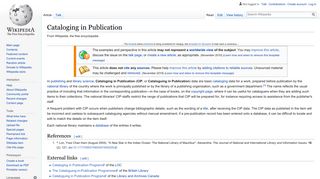 
                            5. Cataloging in Publication – Wikipedia