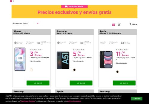 
                            5. Catálogo de móviles y smartphones - Jazztel