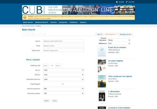 
                            8. Catalogo di Culture Biblioteche in rete - Cubinrete