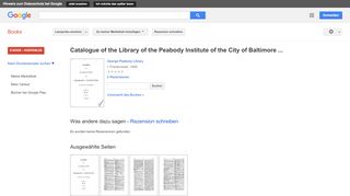 
                            6. Catalogue of the Library of the Peabody Institute of the City of ...
