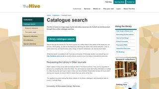 
                            9. Catalogue search - The Hive