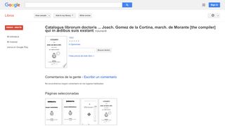 
                            9. Catalogus librorum doctoris ... Joach. Gomez de la Cortina, march. ... - Resultado de Google Books