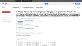
                            13. Catalogus librorum tam manuscriptorum quam impressorum qui jussu ... - Google Books-Ergebnisseite