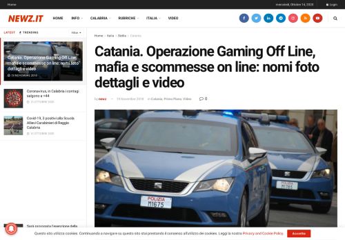 
                            12. Catania. Operazione Gaming Off Line, mafia e scommesse on line ...