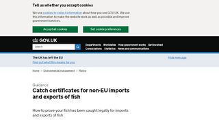 
                            8. Catch certificates for non - EU imports and exports of fish - GOV.UK