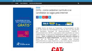 
                            13. CATe – como cadastrar currículo e se candidatar as ... - São Paulo SP