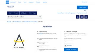 
                            8. Cathay Pacific Asia Miles Membership Rewards® Transfer Points