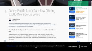 
                            5. Cathay Pacific Card Offering 60,000-Mile Sign-Up Bonus