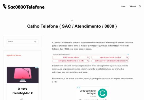 
                            10. Catho Telefone ( SAC / Atendimento / 0800 ) - Sac0800Telefone