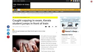 
                            12. Caught copying in exam, Kerala student jumps in front of train | Kochi ...