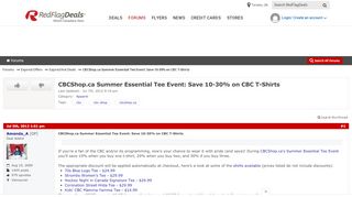 
                            9. CBCShop.ca Summer Essential Tee Event: Save 10-30% on CBC T-Shirts ...