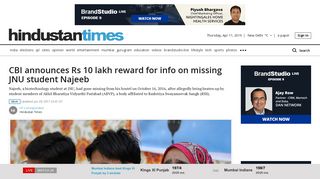 
                            12. CBI announces Rs 10 lakh reward for info on missing JNU student ...