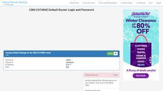 
                            1. CBN CH7486E Default Router Login and Password - Clean CSS