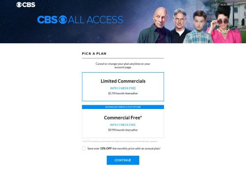 
                            10. CBS All Access Subscription Plans and Pricing - CBS.com