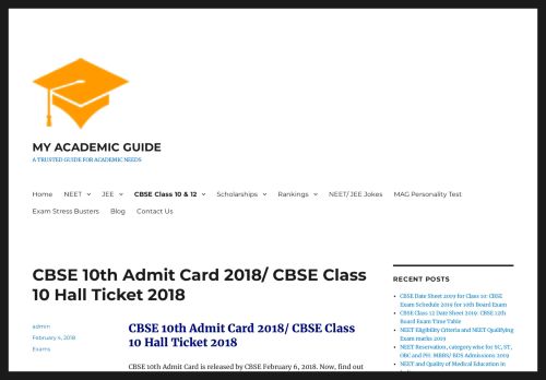 
                            9. CBSE 10th Admit Card 2018/ CBSE Class 10 Hall Ticket 2018 - MY ...