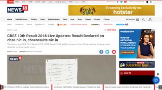 
                            9. CBSE 10th Result 2018 Live Updates: Result Declared on cbse.nic.in ...