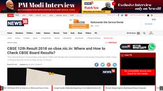 
                            12. CBSE 12th Result 2018 on cbse.nic.in: Where and How to Check ...